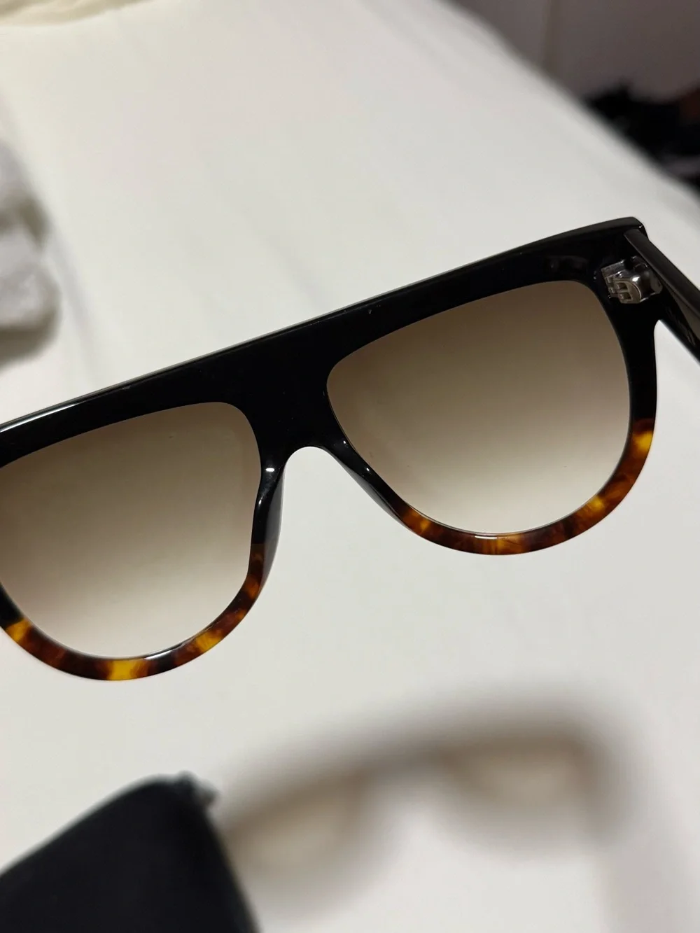 Celine Black and Tortoiseshell Oversized Shield Sunglasses